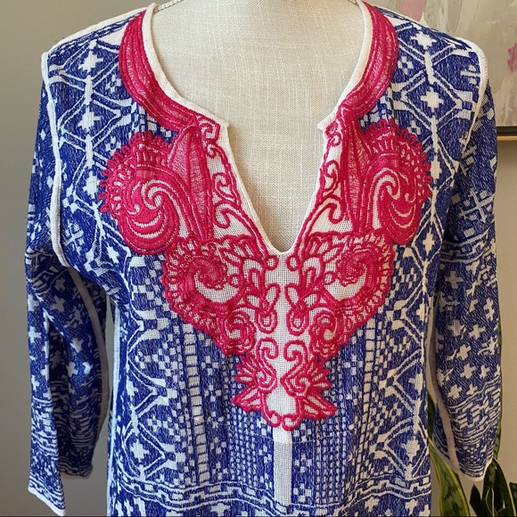 Soft Surroundings Label Noir embroidered linen tunic S - Picture 2 of 9